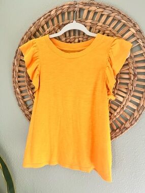Banana Republic Malibu Bright Yellow Ruffle Sleeve Tee
